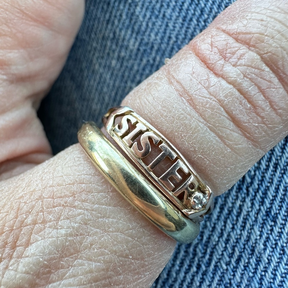 SOLD! Rose gold sister diamond ring